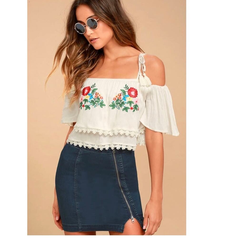 FREE PEOPLE Mini Skirt This Way or That Asymmetrical Zip Stretch Denim Jean sz 0